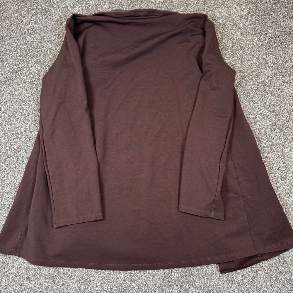 Eileen Fisher Brown Tencel Lyocell Blend Open Front Cardigan Shawl Collar S/P - Picture 7 of 7